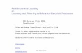 Reinforcement Learning or, Learning and Planning with ...dechter/courses/ics-295/winter-2018/slides/class1.pdfReinforcement Learning or, Learning and Planning with Markov Decision