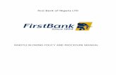 First Bank of Nigeria LTD · guidelines for whistle-blowing for Banks and Other Financial Institutions in Nigeria which mandates Banks to establish adequate whistleblowing procedures