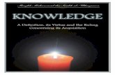 Knowledge – A Definition, its Virtue and the Ruling ...wayofthesalaf.com/wp-content/uploads/2012/06/Knowledge.pdf · Knowledge – A Definition, its Virtue and the Ruling Concerning