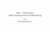 45b – Business: Self-Employment & Marketing · overcome?, smartest decisions, poorest decisions/ mistakes, • Keys to long-term success and happiness • First felt successful
