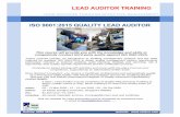 ISO 9001:2015 QUALITY LEAD AUDITOR · 2020-02-14 · required for auditing, ISO 9001:2015 in detail, quality management system requirements particularly relevant to external auditing,