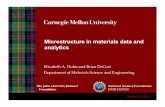 Microstructure in materials data and analytics · Elizabeth A. Holm and Brian DeCost Department of Materials Science and Engineering National Science Foundation DMR-1507830 The John