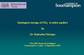Geological storage of CO 2 in saline aquifers · Geological storage of CO 2 in saline aquifers by Dr Dubravka Pokrajac The LRET Research Collegium Southampton, 11 July – 2 September
