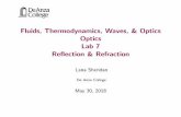 Fluids, Thermodynamics, Waves, & Optics Optics Lab 7 Reflection …nebula2.deanza.edu/~lanasheridan/4C/4C-Lecture-Lab7.pdf · 2018-05-30 · as the surface variations are much smaller