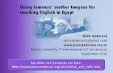 Using learners’ mother tongues for teaching English in Egypt · Using learners’ mother tongues for teaching English in Egypt ... Jason Anderson jasonanderson1@gmail.com Pharos