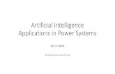 Artificial Intelligence Applications in Power Systems · DL frequency control Previous fuzzy frequency control [4] Proposed fuzzy controller 1 Large membership functions reduce the