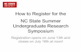 How to Register for the NC State Summer Undergraduate ... · NC State Mentors MUST have and use their N CSU.EOU email address! The mentor Unity ID is typically the beginning of their