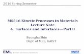 MS516 Kinetic Processes in Materials Lecture Note 4. Surfaces …energymatlab.kaist.ac.kr/layouts/jit_basic_resources/... · 2018-07-19 · MS516 Kinetic Processes in Materials Lecture