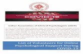List of Volunteers for Online Psychological Support …List of Volunteers for Online Psychological Support During COVID-19 Indian Association of Clinical Psychologists (IACP) In view