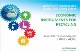 ECONOMIC INSTRUMENTS FOR RECYCLING · Jean–Pierre Hannequart ( IBGE / ACR+) Association of Cities and Regions for Recycling 96 members 22 countries. 1100 local and regional authorities.