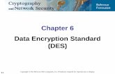 Chapter 6 Data Encryption Standard (DES)tgamage/old_site/S17/CS490/L/WK04.1.pdfThe Data Encryption Standard (DES) is a symmetric-key block cipher published by the National Institute