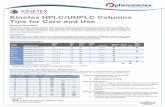 Core-Shell Technology Kinetex HPLC/UHPLC Columns Tips for ... · Core-Shell Technology General Information Each Kinetex column manufactured by Phenomenex is individually prepared