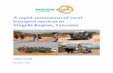 A rapid assessment of rural services in Region, · A rapid assessment of rural transport services in Singida Region, Tanzania by Abdul Awadh Transport Expert, Tanzania Study undertaken
