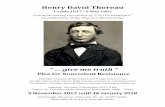 Henry David Thoreau - Gandhi-Informations-Zentrum · Henry David Thoreau 12 July 1817 -6 May 1862 Commemorating the author of “Civil Disobedience” in celebration of the Thoreau