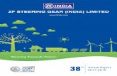 Steering Success with Safety ZF STEERING GEAR …Steering Towards Future Steering Success with Safety ZF STEERING GEAR (INDIA) LIMITED Annual Report 38 2017-2018 th The Chief Executive