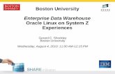 Enterprise Data Warehouse Oracle Linux on System Z Experiences€¦ · Enterprise Data Warehouse Oracle Linux on System Z Experiences Gerard C. Shockley Boston University Wednesday,