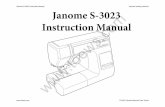 Janome s3023 manual - Toews Sewing · 2018-04-23 · controller free from accumulation of lint, dust and loose cloth. 5. Never drop or insert any object into any opening. 6. Do not