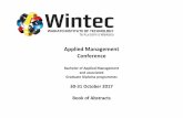 Applied Management Conferenceresearcharchive.wintec.ac.nz/6098/1/CBITE Book of...EVENTS ROOM 1 - Monday 30 October 2017 8.15am Session 1 students arrive Research title 8.30am Pankaj