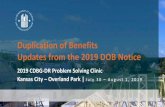 Duplication of Benefits Updates from the 2019 DOB Notice · applicant, meaning the applicant never signed loan documents to receive the loan proceeds. • Cancelled Loans • The