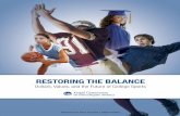 RESTORING THE BALANCE · 2017-09-19 · restoring educational values and priorities begins with strengthening accountability ... University System of Maryland Southern Methodist University