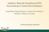 AppSpear: Bytecode Decryp0ng and DEX Reassembling for ...webpages.eng.wayne.edu/~fy8421/16fa-csc6991/slides/... · and tedious, or based on coarse-grained memory dumping. • Inves0gaon