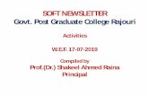 SOFT NEWSLETTER Govt. Post Graduate College Rajouri Activities.pdf · Extension lecture on Mushroom Cultivation by Dr Arvind Kumar Senior Scientist KVK Rajouri(Deptt. Of Botany).