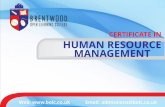 CERTIFICATE IN HUMAN RESOURCE MANAGEMENT human resources management by choice or your job promotion and professional ... Introduction to HRM The Objectives of HRM Scope of HRM Strategic