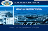 Quality Assurance Assessmentof the F-35 Lightning …...(Report No. DODIG-2013-140) The DoD Inspector General (IG) conducted a quality assurance assessment of the F-35 Lightning II
