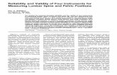 Reliability and Validity of Four Instruments for …...Reliability and Validity of Four Instruments for Measuring Lumbar Spine and Pelvic Positions RAY G. BURDETT, KATHRYN E. BROWN,