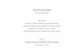 Operating Budget - Texas Animal Health Commission · This is to certify that the information contained in the agency operating budget filed with the Legislative Budget Board (LBB)