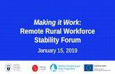 Remote Rural Workforce Stability Forum · 2019-04-17 · • Remote and Rural Healthcare Alliance (Pam Nicol) • Scottish Rural Medicine Collaborative (Martine Scott) • NHS Orkney