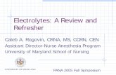 Electrolytes: A Review and Refresher · 2018-03-31 · Electrolytes: A Review and Refresher Caleb A. Rogovin, CRNA, MS, CCRN, CEN Assistant Director-Nurse Anesthesia Program University