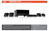 Cinema-610 JBL English V2...Bring home theater to life Turn your flat panel TV into a full home theater with the JBL Cinema 610. Easily connectable to any audio/video receiver, the