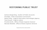 RESTORING PUBLIC TRUST · 2018-06-06 · Restoring Public Trust. Research clearly shows that trust in the federal government has declined significantly. In recent years, although