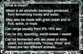 What is mead? -Mead is an alcoholic beverage produced from ... What is mead? -Mead is an alcoholic beverage