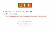 Chapter 3 – Describing Syntax and Semanticscid021000/CS-4337... · Dynamic Semantics. 1-3 Introduction •Syntax: the form or structure of the ...  → identifier