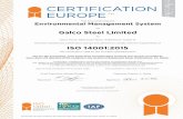 ISO 14001:2015 - Galco · 2018-10-10 · This is to certify that the Environmental Management System Of Galco Steel Limited At Galco House, Ballymount Road, Walkinstown, Dublin 12