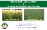 RESEARCH HIGHLIGHTS FUTURE RESEARCH PRIORITIEShillagric.ac.in/research/dr/res_workshops/rabi/pdf/23.10.2017-Rabi... · RESEARCH HIGHLIGHTS & FUTURE RESEARCH PRIORITIES Director of
