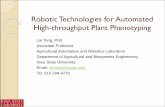 Robotic Technologies for Automated High-throughput Plant … · 2014-05-01 · Indoor phenotyping using ToF 3D imaging Objective: 3D vision algorithm for the phenometrics related