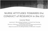 NURSE ATTITUDES TOWARDS the CONDUCT of RESEARCH in … · 2019-09-27 · NURSE ATTITUDES TOWARDS the CONDUCT of RESEARCH in the ICU Louise Rose Lawrence S. Bloomberg Professor in