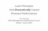 Lean Principles that Dramatically Impact Process Performance€¦ · Lean Principles that Dramatically Impact Process Performance 17th Annual SHS Management Engineering Forum Dallas,