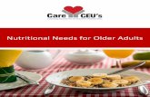 Nutritional Needs for Older Adults · Nutrition can be an important determinant of older adults' health. Therefore, it is essential for assisted living and nursing home administrators