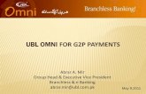 UBL OMNI FOR G2P PAYMENTS - State Bank of Pakistan SBP_G2P... · UBL Omni is Retail Agent Banking. Services offered to customers Account Opening Cash Deposit & Withdrawals Bill Payments