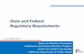 State and Federal Regulatory Requirements...Regulatory Requirements Last Updated 2019. Objectives • Describe national, state, and local regulatory bodies that oversee infection prevention