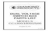 DUAL VOLTAGE SWITCH BOX PARTS LIST - Ethodemarketing.diamondproducts.com.ethode.com/media/lanot...DUAL VOLTAGE SWITCH BOX PARTS LIST MODELS CC1300/1800/2500 OCTOBER 14, 2015 Part #