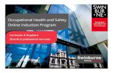Occupational Health and Safety Online Induction Program · 2016-11-08 · Occupational Health and Safety Online Induction Program Contractor & Suppliers (Events & professional services)