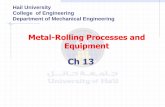 Ch 13 - uoh.edu.sa · defects (especially porosity). Typical temperature ranges for hot rolling are about 450°C for aluminum alloys, up to 1250°C for alloy steels, and up to 1650°C