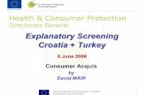Explanatory Screening Croatia + Turkey...¾More precise safety specifications are established in technical standards ¾Producers, importers and distributors to ensure post-marketing