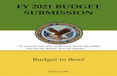 FY 2021 BUDGET SUBMISSION - Veterans Affairs · The 2021 Budget and 2022 Advance Appropriations ( AA) requests for the Depa rtment of Veterans Affairs (VA) fulfills the President’s