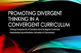 PROMOTING DIVERGENT THINKING IN A CONVERGENT CURRICULUM · PROMOTING DIVERGENT THINKING IN A CONVERGENT CURRICULUM ... Laurel Brandon - University of Connecticut - W&M NCNC, March,